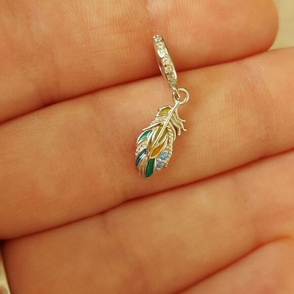 925 Sterling Silver Feather Charm - Picture 3 of 6